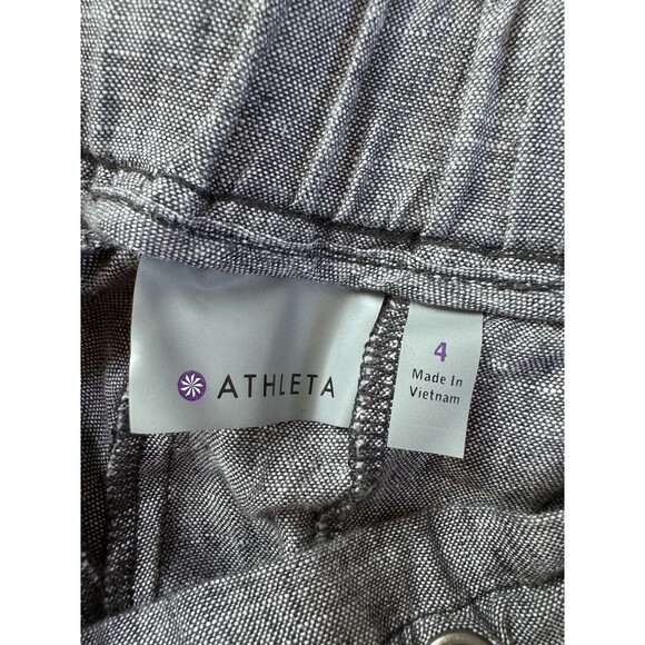 Women’s ATHLETA 100% Linen Cropped Ankle Pants Gray Chambray  Sz 4 Causal Career - Picture 3 of 9